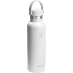 Bouteille isotherme Hydro Flask Standard Mouth 621 ml blanche en inox avec bouchon à anse souple