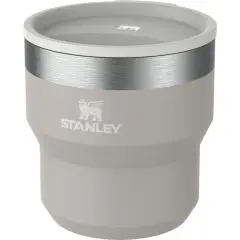 Tasse camping personnalisable Stanley Stay Hot gris cendré, bande inox brossé et couvercle à pression