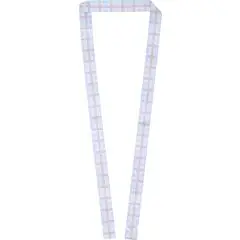 Lanyard avec badge personnalisé KORD sublimé d’un motif mosaïque bleu ciel et beige aux extrémités encochées