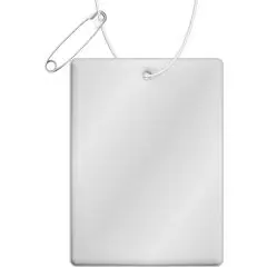Attache réfléchissante rectangulaire personnalisée blanche aux coins arrondis avec cordon et épingle H-12