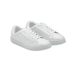 Paire de baskets personnalisées en PU taille 39, blanches, avec lacets polyester et semelle caoutchouc