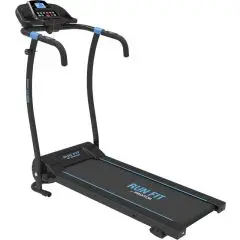 Tapis de course pliable Prixton RF100 noir et bleu personnalisé avec console écran LED et barres latérales