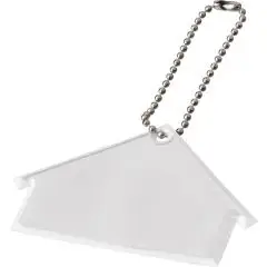 Réfléchissant à accrocher personnalisé blanc en forme de maison au toit pointu avec chaînette à billes
