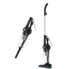 Aspirateur balai personnalisé Prixton Thunder noir et turquoise présenté en version balai et en version à main