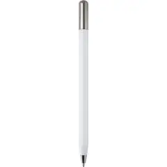 Stylo à bille personnalisable SMART blanc en aluminium recyclé avec embout chrome fumé