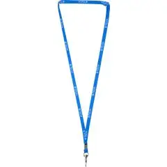 Tour de cou personnalisé AVA tubulaire bleu imprimé par sublimation avec crochet métallique pour badge