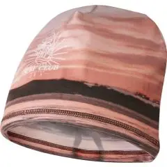Bonnet recyclé personnalisé Elian sublimé d'un ciel de crépuscule saumon et corail avec petit logo blanc