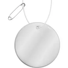 Rond réfléchissant personnalisé blanc de 5,5 cm en PVC avec cordon et épingle de sûreté RFX H-16