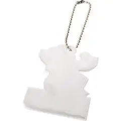 Pendentif réfléchissant personnalisé blanc en silhouette de personnage au bras levé avec chaînette à billes