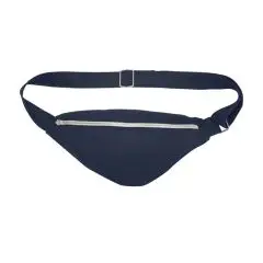 Sac banane personnalisé bleu marine en coton recyclé avec zip métal et ceinture réglable à boucle