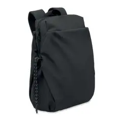 Sac à dos ordinateur publicitaire NAPA noir en nylon hydrofuge avec poche avant zippée et poignée, vue de trois quarts