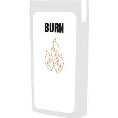 Kit brûlures personnalisable MiniKit en boîtier blanc translucide avec étiquette BURN et flammes orange