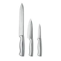 Set de couteaux personnalisé en acier inoxydable brossé, grand couteau, couteau moyen et petit couteau d'office