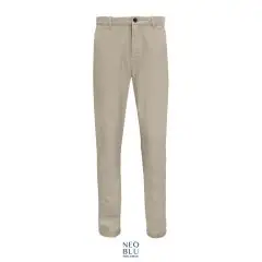 Pantalon chino femme personnalisé GUSTAVE WOMEN beige vu de face, coupe droite en twill de coton stretch
