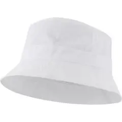 Chapeau de soleil personnalisé Marisol blanc en nylon, bob à large bord et coutures apparentes