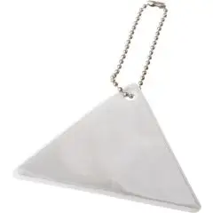 Pendentif réfléchissant personnalisable en triangle blanc pointe en bas, suspendu à une chaînette à billes métallique