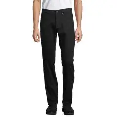 Jean homme personnalisé Gaspard Men noir, coupe droite 5 poches, vue de face, boutons métal mat