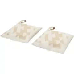 Lot de 2 sachets parfumés personnalisés SOLE à motif géométrique sable sur fond crème, boucle camel
