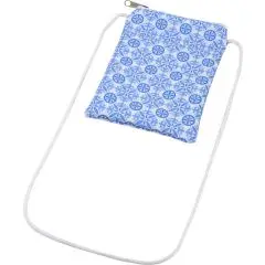 Étui téléphone personnalisé ETTA en RPET sublimé à motif floral bleu et blanc avec cordon blanc