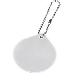Réflecteur personnalisé blanc en forme de goutte d'eau suspendu à une chaînette à billes avec fermoir