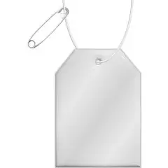 Réflecteur personnalisé en forme d'étiquette blanche en TPU avec œillet, cordon blanc et épingle de sûreté