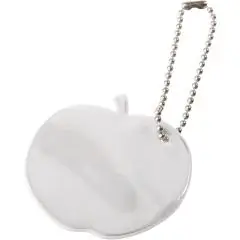 Réfléchissant publicitaire blanc brillant en forme de pomme avec sa queue et chaînette à billes métallique