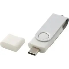 Clé USB-C personnalisable rotative blanche avec capuchon retiré et connecteur Type-C visible