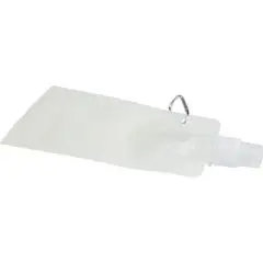 Bouteille pliable personnalisée SIPZY blanche de 480 ml posée à plat avec bouchon à vis et mousqueton métallique