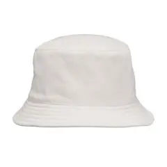 Bob unisexe BUCKET TWILL blanc en coton twill 280 g, bord surpiqué, vue de face sur fond blanc