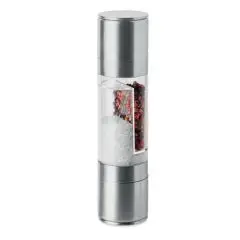 Moulin sel et poivre 2 en 1 personnalisé MOLIN en inox brossé avec gros sel et poivre en grains