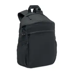 Sac à dos urbain personnalisé noir en nylon ripstop avec poches frontales zippées et poignée de portage