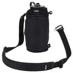 Porte-bouteille Thule EnRoute noir en nylon avec sangle bandoulière réglable et gourde glissée à l'intérieur