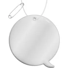 Accessoire réfléchissant personnalisé bulle de dialogue en TPU blanc avec cordon et épingle de sûreté
