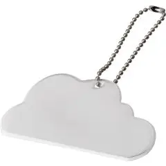 Accessoire réfléchissant publicitaire blanc en forme de nuage avec trou d’attache et chaînette métallique