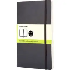 Carnet Moleskine Classic de poche à couverture souple noire avec élastique et bandeau pages blanches, vue de face