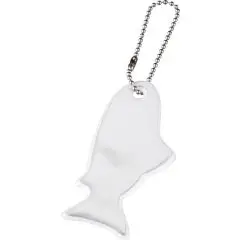Réfléchissant à accrocher personnalisable blanc en forme de poisson H-12 RFX sur chaînette à billes métal