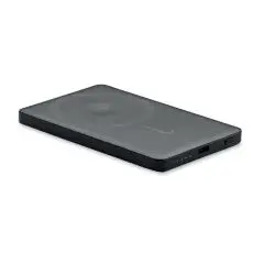Batterie externe magnétique CORE noire en aluminium recyclé, format extra-plat avec zone de recharge sans fil