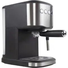 Cafetière expresso Prixton Toscana noire et inox personnalisée avec porte-filtre, buse vapeur et bac antigoutte