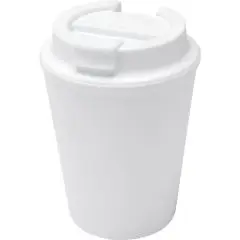 Gobelet réutilisable Newport blanc brillant à double paroi avec couvercle vissé et ouverture pour boire