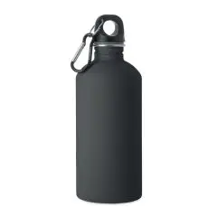Gourde inox personnalisée REMID MOSS SOFT noire mate 500 ml avec bouchon à anneau et mousqueton noir