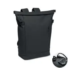 Sac à dos ordinateur personnalisé RIDE BACKPACK noir en PU hydrofuge avec rabat et compartiment 15 pouces