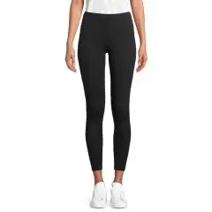 Legging femme personnalisé noir en coton élastique JILL, taille élastique, porté avec baskets blanches