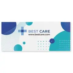 Pansement personnalisé en mini-enveloppe imprimée en couleur, visuel Best Care bleu et turquoise