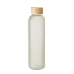 Bouteille en verre personnalisable LOM 650 ml, finition dépolie et couvercle en bambou