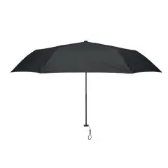 Parapluie pliant ultra léger noir ouvert, toile en pongée 30D et baleines en fibre de carbone, vue de côté