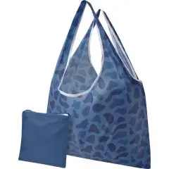 Sac de courses réutilisable personnalisé Etta bleu à motif tacheté sublimé avec sa pochette de rangement