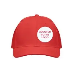 Casquette publicitaire rouge corail 6 pans BUFFALO avec espace personnalisation logo frontal