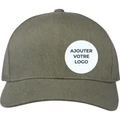 Casquette recyclée 5 panneaux kaki Onyx Aware avec zone de marquage circulaire pour logo personnalisé