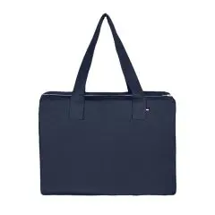 Sac week-end personnalisé FELIX bleu marine en coton recyclé avec fermeture zippée et anses, vue de face