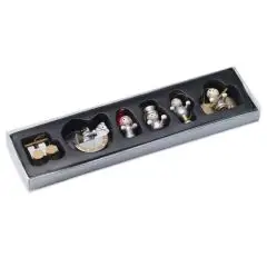Kit de 6 décorations de Noël en bois personnalisable argent et doré dans un coffret transparent à calage noir